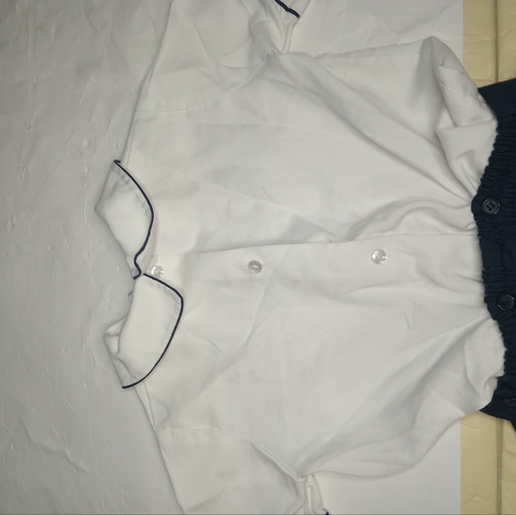 Sophie Dess Creation Paris Smocked 24mons White Blue Nautical Short Sleeve - Picture 11 of 16